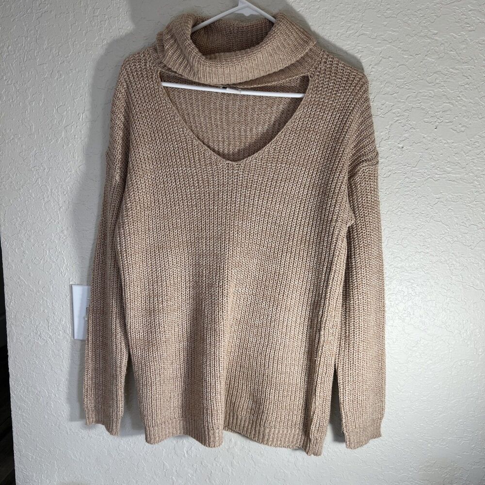 Another Story  Sweater Cozy Cowl Neck Brown Size Small